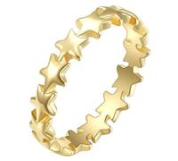 PAURO Donna Acciaio Inossidabile Impilabile Stella Forma Eternità Banda Anelli Semplice Statement Gioielli Regalo Oro Taglia 12
