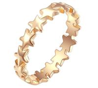 PAURO Donna Acciaio Inossidabile Impilabile Stella Forma Eternità Banda Anelli Semplice Statement Gioielli Regalo Oro Rosa Taglia 17