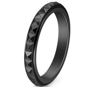 PAURO Donna Acciaio Inossidabile Semplice Personalità Rombo Girevole Anelli Nero Taglia 27