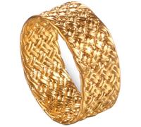 PAURO Donna Acciaio Inossidabile Semplice Retro Personalità Intrecciato Anelli Oro Taglia 17