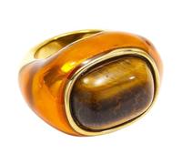 PAURO Donna Gemma Statement Anelli | Grande Audace Anello Massiccio in Acciaio Inossidabile con Banda a Cupola con Gemma Sagomata, Gioiello da Cocktail Vintage