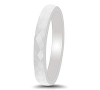 PAURO Gioielli Alto Lucidato Classico Design Fidanzamento Nozze Band Anelli Donna Ceramica Blanco Taglia 10