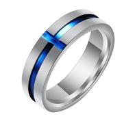 PAURO Titanio Acciaio 6MM Minimalista Croce Anelli per Donna Uomo Semplice Elegante Gioielli Argento Taglia 17