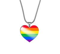 PAURO Unisex Acciaio Inossidabile Collana Personalizzata con Ciondolo a Forma di Cuore Orgoglio Arcobaleno LGBT per Gay e Lesbiche Stile B
