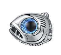 PAURO Unisex Acciaio Inossidabile Raffinato Punk Non Mainstream Unico Anello Pesce Blu Taglia 19