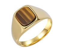 PAURO Unisex Acciaio Inossidabile Semplice Classico Elegante Innovativo Tendenza Anello Personalizzato Oro Marrone Taglia 17