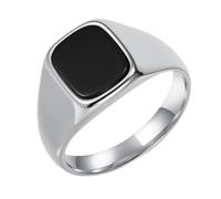 PAURO Unisex Acciaio Inossidabile Semplice Classico Elegante Innovativo Tendenza Anello Personalizzato Argento Nero Taglia 22