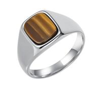 PAURO Unisex Acciaio Inossidabile Semplice Classico Elegante Innovativo Tendenza Anello Personalizzato Argento Marrone Taglia 29