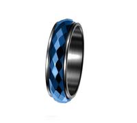 PAURO Unisex Acciaio Inossidabile Semplice Classico Elegante Novità Punk Personalizzato Anello Nero Blu Taglia 17