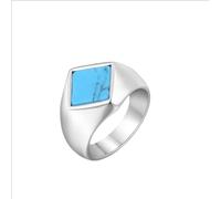 PAURO Unisex Acciaio Inossidabile Semplice Classico Elegante Novità Romantico Simulazione Turchese Anello Blu Taglia 25