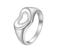 PAURO Unisex Acciaio Inossidabile Semplice Classico Elegante Personalizzato Cuore Forma Conchiglia Anello Argento Taglia 19