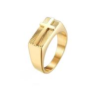 PAURO Unisex Acciaio Inossidabile Semplice Classico Elegante Personalizzato Nuova Tendenza Squisito Anello Croce Oro Taglia 17