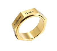 PAURO Unisex Acciaio Inossidabile Sette Virtù Fidget Anello Sollievo Stress Anti Ansia Anello Girevole Bande Oro Taglia 29