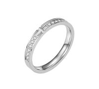 PAURO Unisex Acciaio Inox Fascia Nuziale con Zircone Tondo CZ Classic Personality Anello Argento Taglia 12