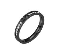 PAURO Unisex Acciaio Inox Fascia Nuziale con Zircone Tondo CZ Classic Personality Anello Nero Taglia 25