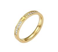 PAURO Unisex Acciaio Inox Fascia Nuziale con Zircone Tondo CZ Classic Personality Anello Oro Taglia 10