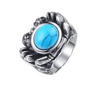 PAURO Unisex Acciaio Inox Simulazione Personalizzata Granchio Turchese Tendenza Alla Modellazione Anello ArgentoTaglia 19