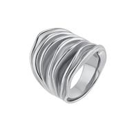 PAURO Unisex Anello in Acciaio Inossidabile Classico Semplice Elegante Squisito Nuovo Piega Trend Argento Taglia 22