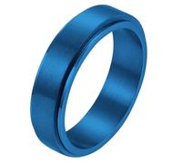 PAURO Unisex Spazzolato Opaco Acciaio Inossidabile Spinner Anelli per Ansia Vestibilità Comoda Banda Rotante Semplice Minimalista Gioielli Regalo Blu Taglia 19