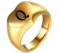 PAURO Uomini e Donne Acciaio Inossidabile 12MM Semplice Inciso 26 Inglesi Lettere Cuore Liscio Anelli Oro Q Taglia 10