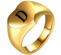 PAURO Uomini e Donne Acciaio Inossidabile 12MM Semplice Inciso 26 Inglesi Lettere Cuore Liscio Anelli Oro D Taglia 14