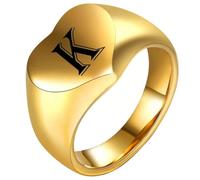 PAURO Uomini e Donne Acciaio Inossidabile 12MM Semplice Inciso 26 Inglesi Lettere Cuore Liscio Anelli Oro K Taglia 19