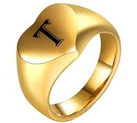 PAURO Uomini e Donne Acciaio Inossidabile 12MM Semplice Inciso 26 Inglesi Lettere Cuore Liscio Anelli Oro T Taglia 25