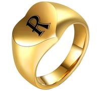 PAURO Uomini e Donne Acciaio Inossidabile 12MM Semplice Inciso 26 Inglesi Lettere Cuore Liscio Anelli Oro R Taglia 25