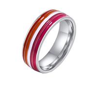 PAURO Uomini e Donne Acciaio Inossidabile LGBTQ Amore Fortuna Felicità Matrimonio Arcobaleno Anello Lesbica Taglia 22