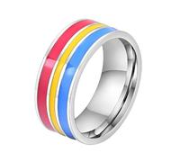 PAURO Uomini e Donne Acciaio Inossidabile LGBTQ Amore Fortuna Felicità Matrimonio Arcobaleno Anello Pansessuale 25