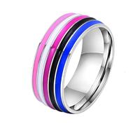 PAURO Uomini e Donne Acciaio Inossidabile LGBTQ Amore Fortuna Felicità Matrimonio Arcobaleno Anello Genderfluid Taglia 14