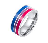 PAURO Uomini e Donne Acciaio Inossidabile LGBTQ Amore Fortuna Felicità Matrimonio Arcobaleno Anello Bisessuale Taglia 22