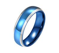 PAURO Uomini e Donne Acciaio Inossidabile Semplicità Specchio Due Toni Lucido Anello Argento Blu Taglia 14