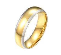 PAURO Uomini e Donne Acciaio Inossidabile Semplicità Specchio Due Toni Lucido Anello Argento Oro Taglia 14