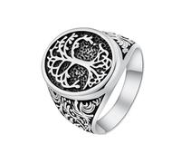 PAURO Uomo Acciaio Inossidabile Anello con Albero della Vita Celtico retrò in Stile Punk Argento Taglia 25