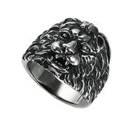 PAURO Uomo Acciaio Inossidabile Anello Punk Testa di Leone Prepotente Animale Vintage d'Argento Nero Taglia 22