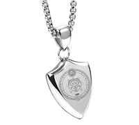 PAURO Uomo Acciaio Inossidabile Collana Semplice con Scudo dello Zodiaco delle 12 Costellazioni Lucidata a Specchio Argento Nero Leone