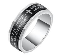 PAURO Uomo Acciaio Inossidabile Girevole Croce Anelli | Anello semplice personalizzato 8MM con incisione di preghiera, anello cristiano con bordi sfaccettati, regalo di gioielleria