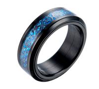 PAURO Uomo Acciaio Inossidabile Nero Drago Celtico Mosaico Blu Fibra Carbonica Anello Spinner 8Mm Band Misura 22