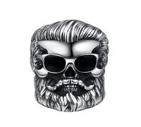 PAURO Uomo Acciaio Inossidabile Retro Hip Hop Punk Cool Occhiali da Sole Neri Nonno Barbuto Anello Argento Taglia 25