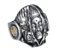 PAURO Uomo Acciaio Inossidabile Retrò Punk Gothic Immortal demon Biker Anello Argento E Oro Dimensione 14