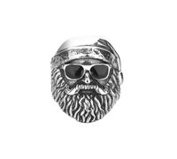 PAURO Uomo Acciaio Inossidabile Vintage Punk Hip Hop Carino Occhiali da Sole Neri Cappello Nonno Barbuto Anello Argento Taglia 25