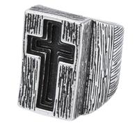 PAURO Uomo Croce Oversize Statement Anello | Anello Vintage in Acciaio Inossidabile Durevole con Finitura Lucidata, Audace Gioiello Religioso Gotico per l'Uso Quotidiano