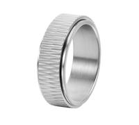 PAURO Uomo Donna Acciaio Inossidabile 8MM Personalità Lucidatura Spigato Rotabile Anello Argento Taglia 17