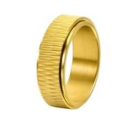 PAURO Uomo Donna Acciaio Inossidabile 8MM Personalità Lucidatura Spigato Rotabile Anello Oro Taglia 12