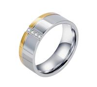 PAURO Uomo Donna Acciaio Inossidabile Novità Personalità con Zirconia Anello Argento Oro Taglia 17