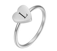 PAURO Uomo Donna Acciaio Inossidabile Semplice Cuore Iniziale Alfabeto A a Z Anello Argento L Taglia 19