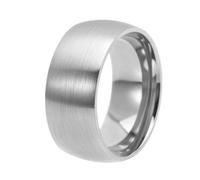 PAURO Uomo e Donna Acciaio Inossidabile 10MM Classico Minimalista Arco Spazzolato Impilabile Anello Argento Taglia 37