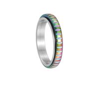 PAURO Uomo e Donna Acciaio Inossidabile 4MM Semplice Allevia l'Ansia Decompressione Rotabile Anello Arcobaleno Taglia 29