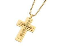 PAURO Uomo e Donna Acciaio Inossidabile Classico Individualità Fede Preghiera Croce Ciondolo Collana Oro